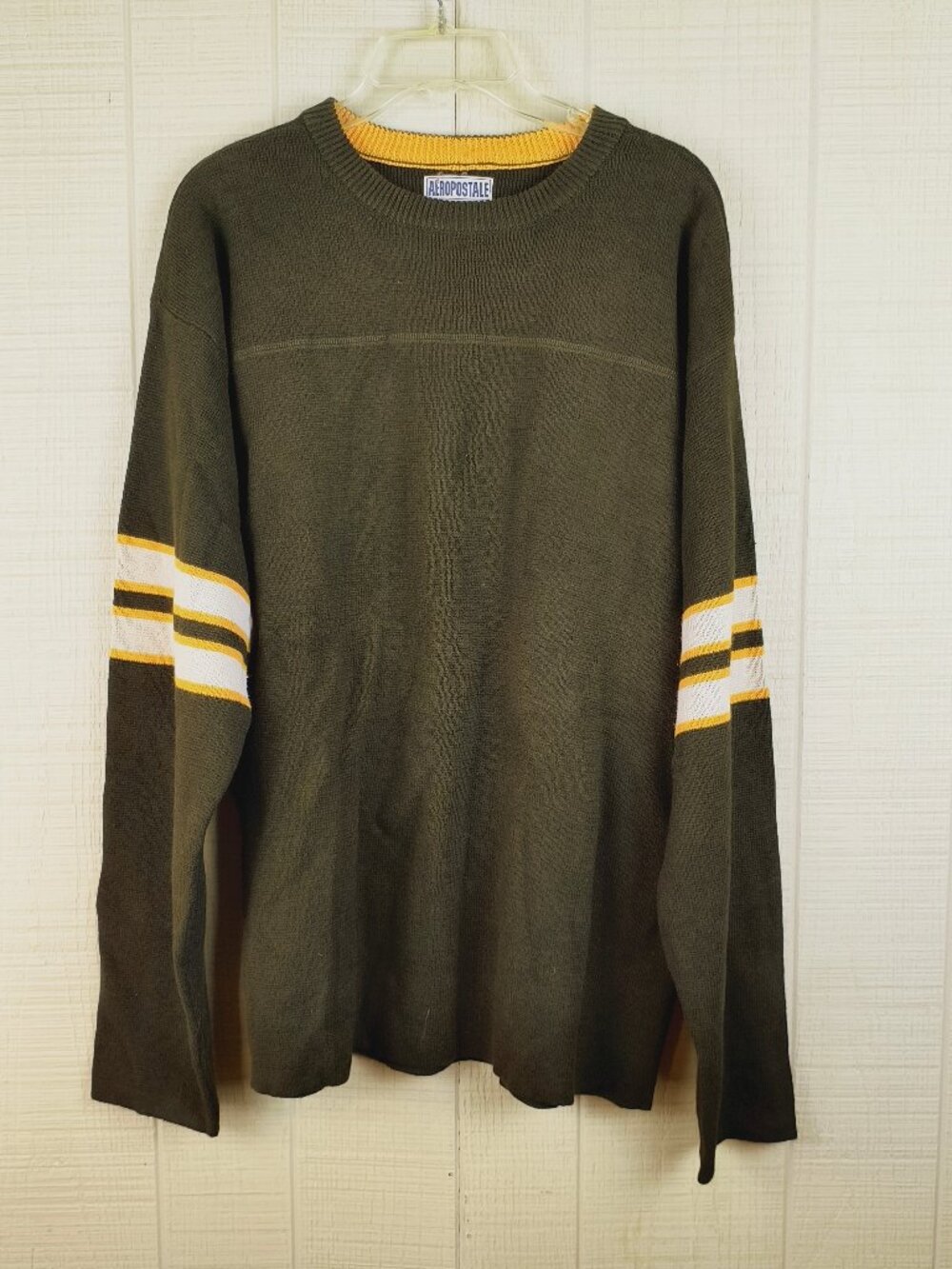 NOS Vintage 90s Y2K Aeropostale Sweater Pullover Varsity Style Stripes New